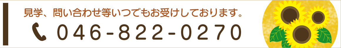 見学、問い合わせ等いつでもお受けしております。046-822-0270